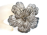 Large Cannetille Flower Sterling Silver Brooch Vintage - The Jewelry Lady's Store