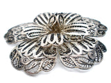 Large Cannetille Flower Sterling Silver Brooch Vintage - The Jewelry Lady's Store