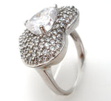Large Heart Ring with Clear CZ's Size 8 - The Jewelry Lady's Store