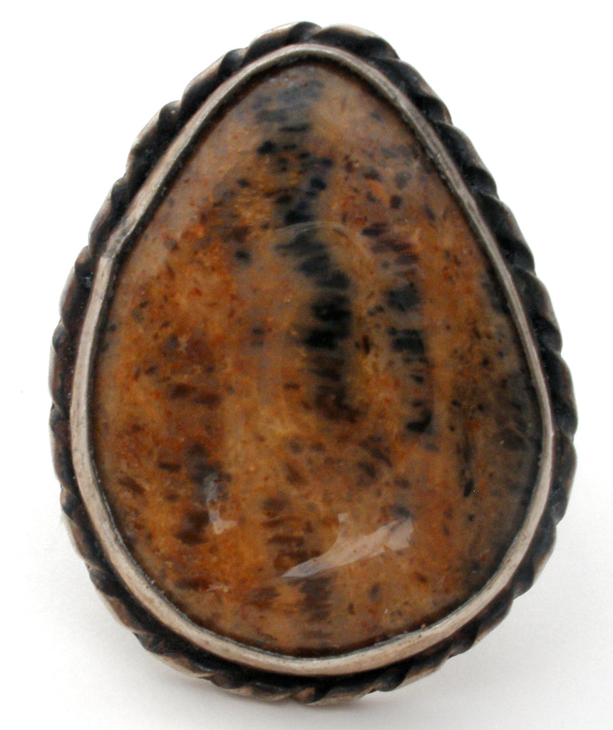 Large Jasper Ring in Sterling Silver Size 7.5 Vintage - The Jewelry Lady's Store