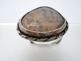 Large Jasper Ring in Sterling Silver Size 7.5 Vintage - The Jewelry Lady's Store