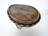 Large Jasper Ring in Sterling Silver Size 7.5 Vintage - The Jewelry Lady's Store