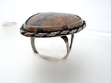 Large Jasper Ring in Sterling Silver Size 7.5 Vintage - The Jewelry Lady's Store