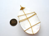 Large Wire Work Mother of Pearl Pendant - The Jewelry Lady's Store