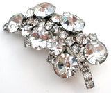 Leaf Brooch Pin With Clear Rhinestones Vintage - The Jewelry Lady's Store