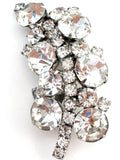 Leaf Brooch Pin With Clear Rhinestones Vintage - The Jewelry Lady's Store