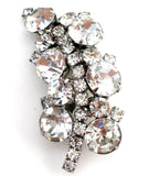 Leaf Brooch Pin With Clear Rhinestones Vintage - The Jewelry Lady's Store