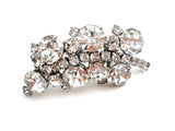 Leaf Brooch Pin With Clear Rhinestones Vintage - The Jewelry Lady's Store