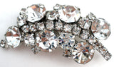 Leaf Brooch Pin With Clear Rhinestones Vintage - The Jewelry Lady's Store