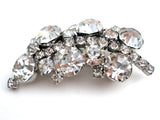 Leaf Brooch Pin With Clear Rhinestones Vintage - The Jewelry Lady's Store