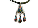 Leather Cord Necklace With Faux Opal Pendant 925 - The Jewelry Lady's Store