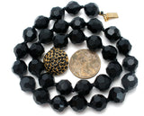 Les Bernard Knotted Black Bead Necklace Vintage - The Jewelry Lady's Store