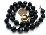 Les Bernard Knotted Black Bead Necklace Vintage - The Jewelry Lady's Store