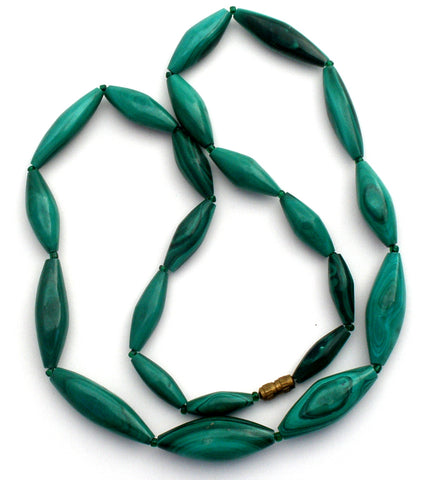 Malachite Bead Necklace 18" Long Vintage