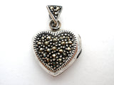 Marcasite Locket Heart Pendant Sterling Silver - The Jewelry Lady's Store