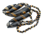 Vintage Massive Wood & Silver Bead Necklace - The Jewelry Lady's Store