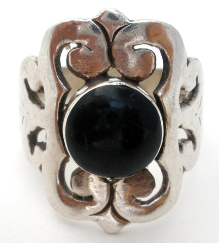 Mexican Black Onyx Ring Size 9 Vintage