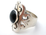 Mexican Black Onyx Ring Size 9 Vintage - The Jewelry Lady's Store