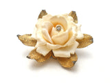 Miriam Haskell Celluoid Rhinestone Rose Brooch Pin - The Jewelry Lady's Store