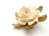 Miriam Haskell Celluoid Rhinestone Rose Brooch Pin - The Jewelry Lady's Store