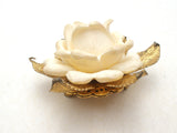 Miriam Haskell Celluoid Rhinestone Rose Brooch Pin - The Jewelry Lady's Store