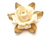 Miriam Haskell Celluoid Rhinestone Rose Brooch Pin - The Jewelry Lady's Store