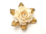 Miriam Haskell Celluoid Rhinestone Rose Brooch Pin - The Jewelry Lady's Store