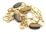 Monet Tiger's Eye Link Necklace 40" Long Vintage - The Jewelry Lady's Store