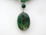 Moss Agate Nugget Bead Necklace Vintage 925 - The Jewelry Lady's Store