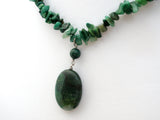 Moss Agate Nugget Bead Necklace Vintage 925 - The Jewelry Lady's Store