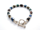 Multi Color Art Glass Bead Bracelet 925 - The Jewelry Lady's Store