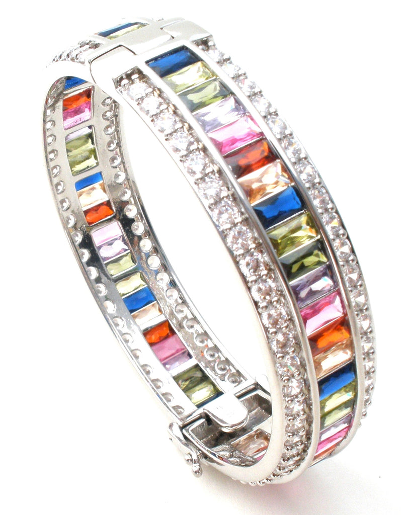 Multi Color Cubic Zirconia Bangle Bracelet - The Jewelry Lady's Store
