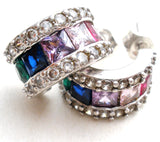 Multi Color Cubic Zirconia Hoop Earrings - The Jewelry Lady's Store