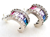 Multi Color Cubic Zirconia Hoop Earrings - The Jewelry Lady's Store