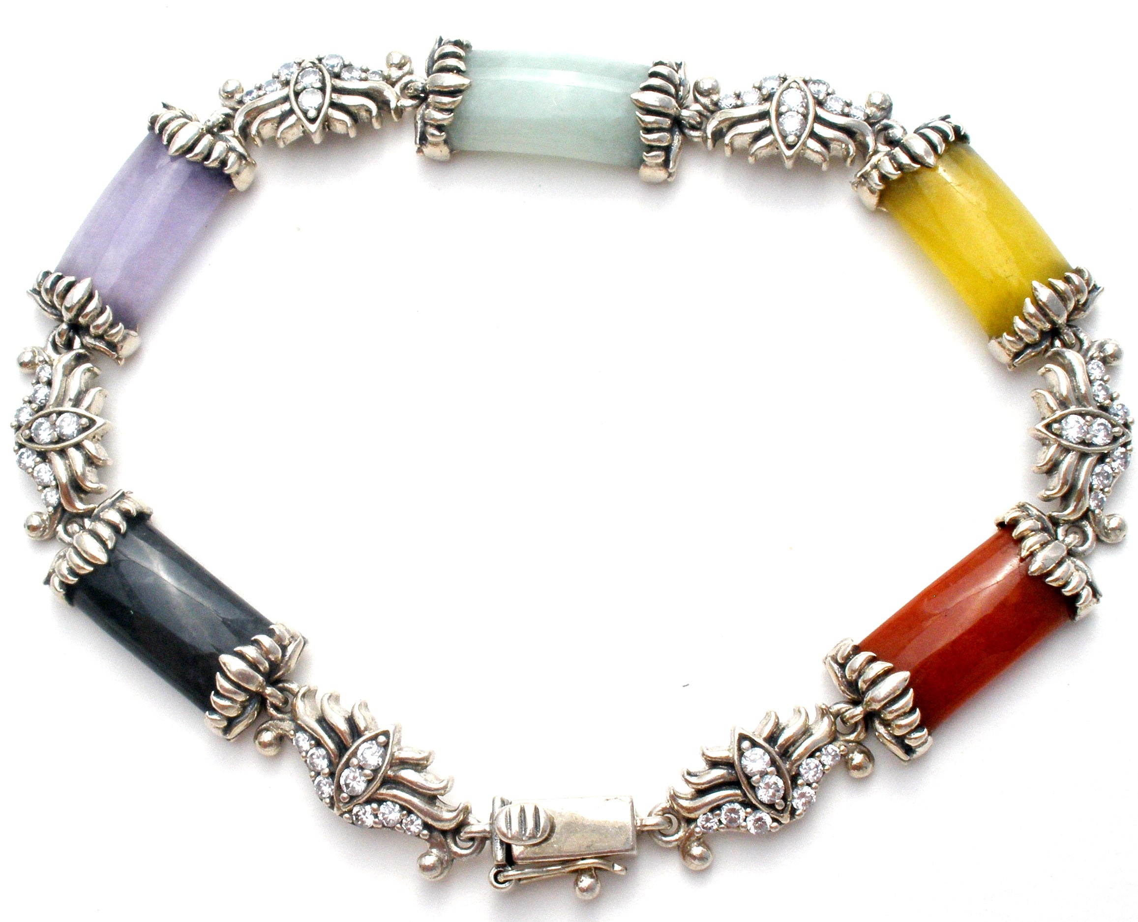 Multi Color Jade Bracelet Sterling Silver – The Jewelry Lady's Store