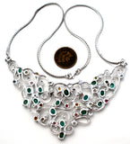 Multi Gemstone Bib Necklace Sterling Silver - The Jewelry Lady's Store