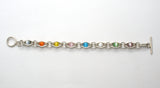 Multi Color Cats Eye Bead Link Bracelet 925 - The Jewelry Lady's Store