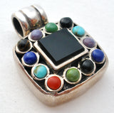 Multi Color Gemstone Pendant Sterling 925 - The Jewelry Lady's Store