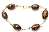 Murano Copper Foiled Glass Bead Bracelet - The Jewelry Lady's Store