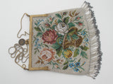 Antique Flower Beaded Fringe Purse - The Jewelry Lady's Store