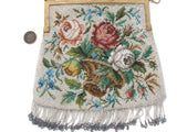 Antique Flower Beaded Fringe Purse - The Jewelry Lady's Store
