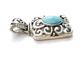 Open Work Sterling Silver Turquoise Pendant - The Jewelry Lady's Store