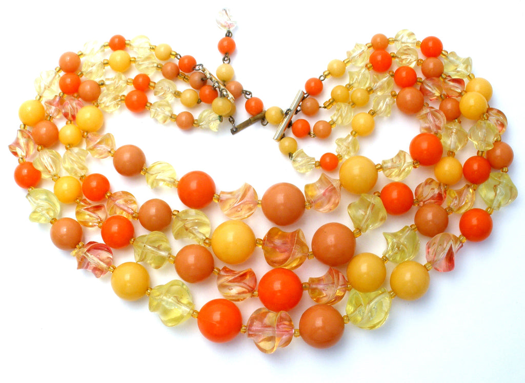 Orange African Amber | SASKIA | Beaded Statement Necklace