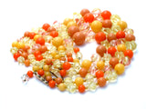 Orange & Yellow Lucite Bead Necklace Multi Strand - The Jewelry Lady's Store