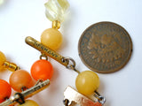 Orange & Yellow Lucite Bead Necklace Multi Strand - The Jewelry Lady's Store