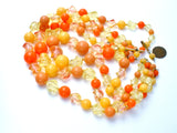 Orange & Yellow Lucite Bead Necklace Multi Strand - The Jewelry Lady's Store