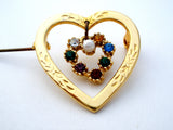 Heart Shaped Brooch With Rhinestones - The Jewelry Lady's Store