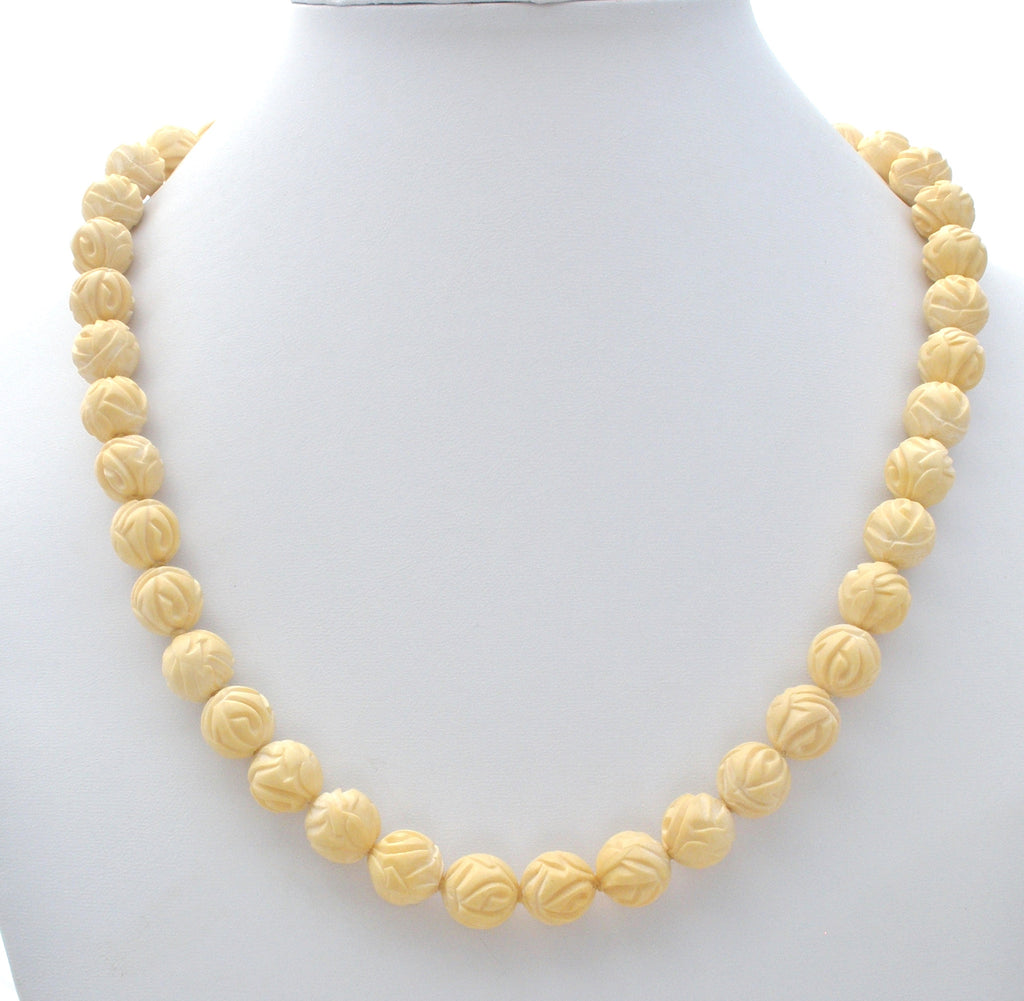 Vintage Carved Rose Bead Necklace Celluloid – The Jewelry