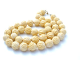 Vintage Carved Rose Bead Necklace Celluloid - The Jewelry Lady's Store
