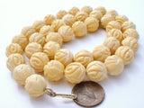 Vintage Carved Rose Bead Necklace Celluloid - The Jewelry Lady's Store